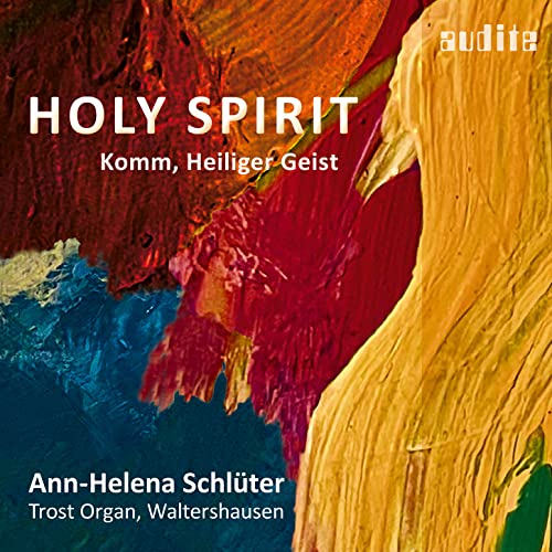 CD cover for "Holy Spirit" by Ann-Helena Schlüter, abstract red and gold art.