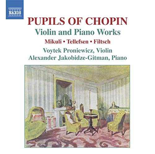 CD cover: painting of a parlor with musicians’ names and “Pupils of Chopin.”
