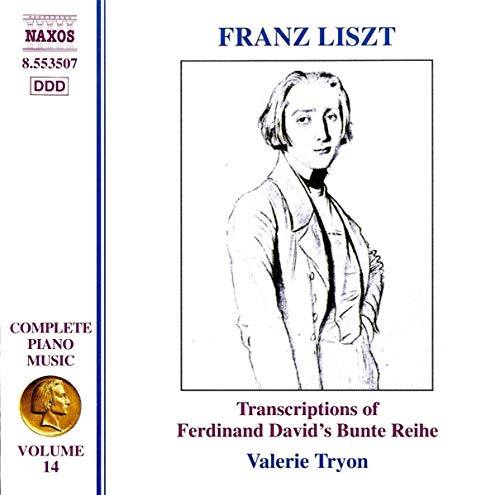 CD cover for Franz Lisztās āComplete Piano Music, Vol. 14ā featuring a portrait.