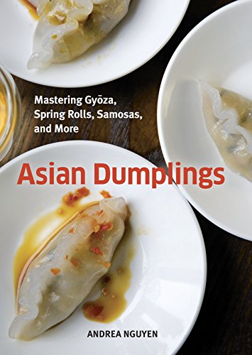 Cookbook cover featuring close-ups of various Asian dumplings in sauce.