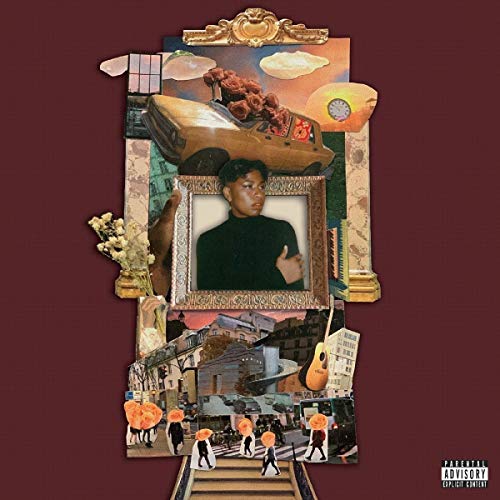 Collage album cover featuring a portrait of Orion Sun against a maroon background.