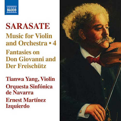 CD cover featuring a portrait of violinist Pablo de Sarasate playing.