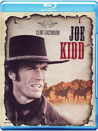 Blu-ray cover for "Joe Kidd" featuring Clint Eastwood in a cowboy hat.