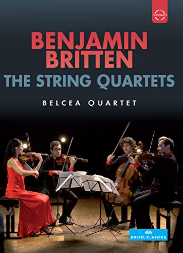 DVD cover featuring the Belcea Quartet performing Britten’s string quartets.