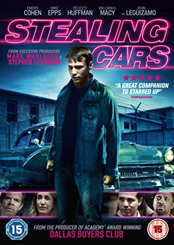 Stealing Cars" DVD cover featuring a man and vintage cars, dramatic lighting.