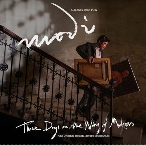 Soundtrack album cover featuring a man on stairs with artwork.