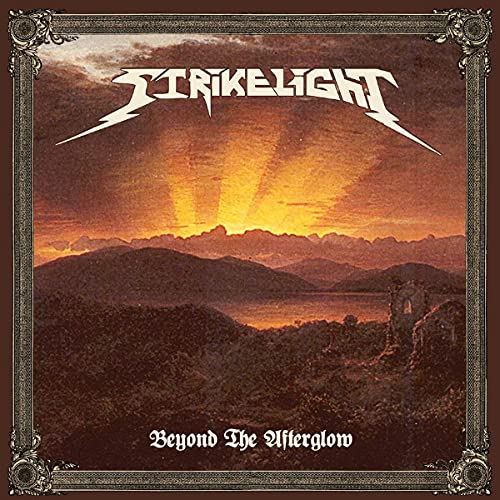 CD cover: "Strikelight - Beyond The Afterglow" with sunset and mountain landscape.