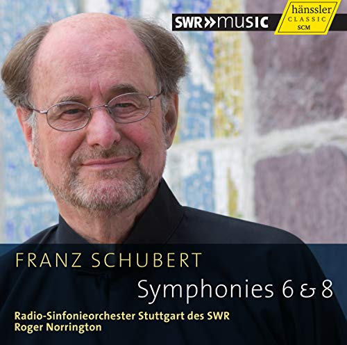 CD cover featuring portrait of Roger Norrington and text: Schubert Symphonies 6 & 8.