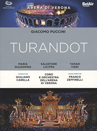 DVD cover for Turandot opera performance at Verona Arena, with cast details.