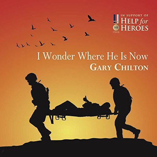 CD cover: Silhouette of soldiers carrying a stretcher against a sunset.