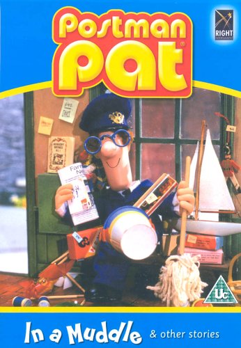 Postman Pat DVD cover featuring Pat with a model boat and mail.