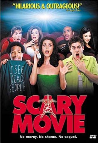 Scary Movie" DVD cover with shocked faces and red title text.