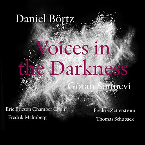 CD cover for "Voices in the Darkness" by Daniel Börtz, with white splatter.