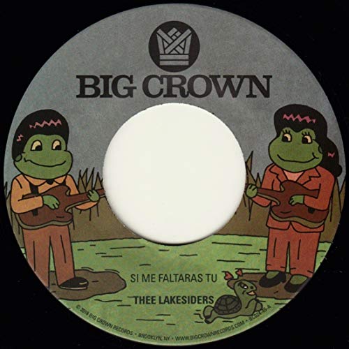 7-inch vinyl record label with cartoon frogs playing instruments.