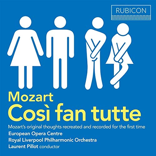 CD cover for Mozart’s *Così fan tutte* with white figures on blue.