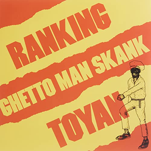 Album cover for Ranking Toyan’s “Ghetto Man Skank” with illustrated figure.