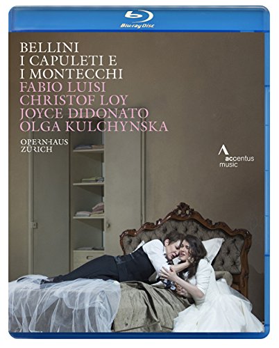 Blu-ray cover for Bellini’s opera “I Capuleti e Montecchi” with performers listed.