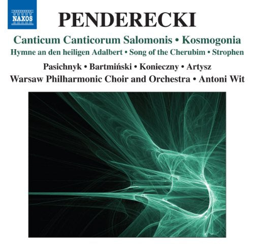 CD cover for Penderecki’s Kosmogonia, featuring abstract swirling colors.
