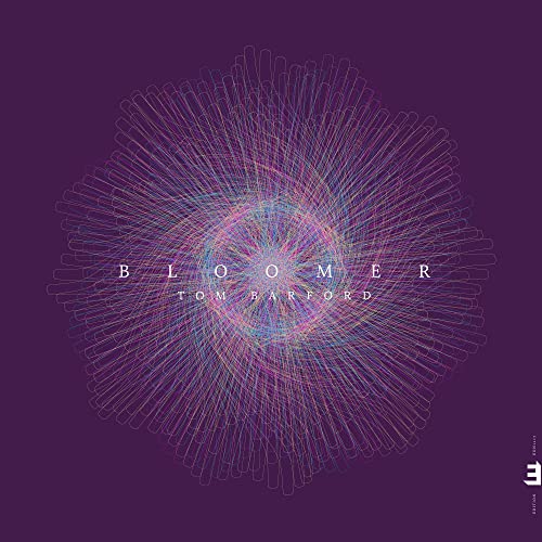 Album cover for Tom Barford’s “Bloomer” with abstract radial lines.