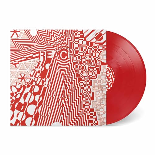 Red vinyl record with white abstract patterned cover, titled "REACH".