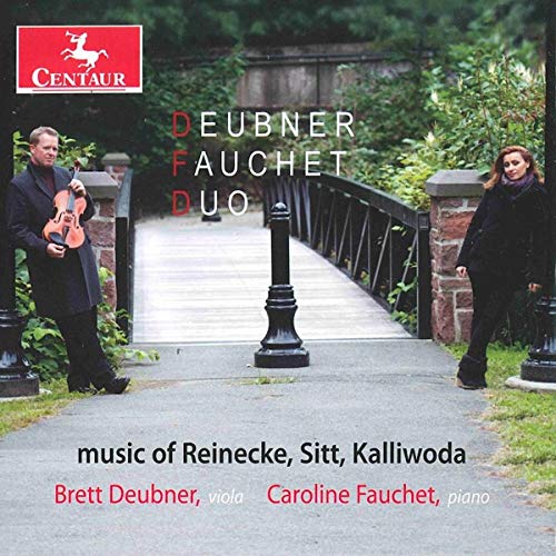CD cover with musicians on a bridge, text: "Deubner Fauchet Duo.