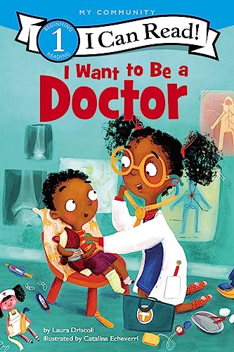 Children's book cover: a young girl pretends to be a doctor with a boy.
