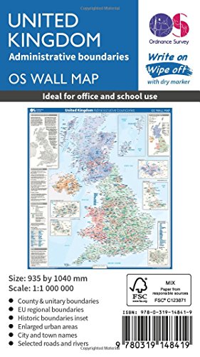 Wall United Kingdom Administration (OS Wall Map)