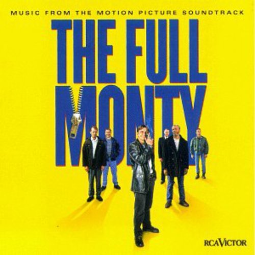 CD cover for "The Full Monty" soundtrack, yellow background, five men.