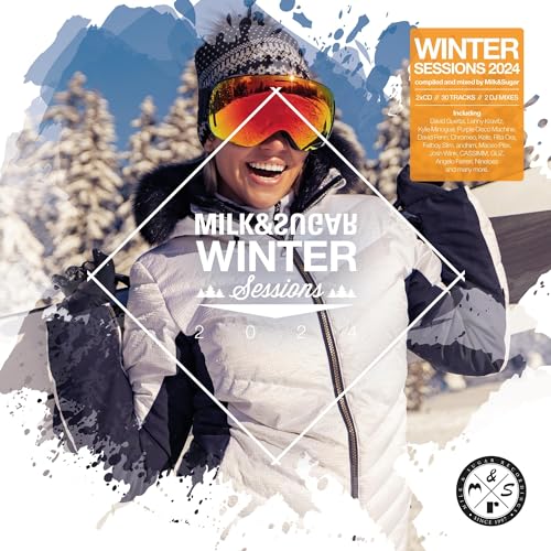 CD cover: skier in winter gear, snowy mountains, “Winter Sessions 2024”.