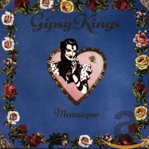 Gipsy Kings "Mosaique" CD cover: woman in heart-shaped frame, roses.