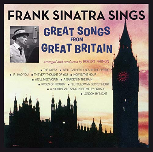 Frank Sinatra album cover featuring a portrait and British landmarks.