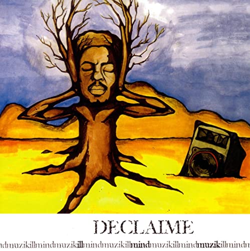 Album cover for Declaime & Madlib’s “Illmindmuzik” featuring painted tree-man and boombox.