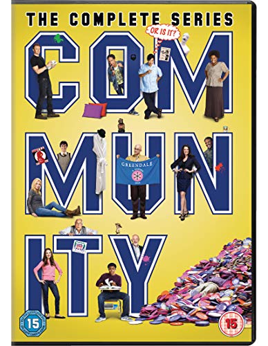 Community" DVD cover featuring the show’s cast arranged around large block letters.