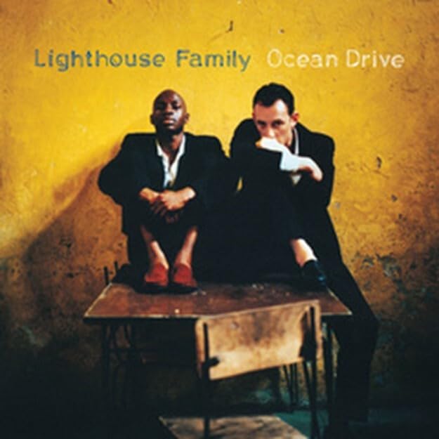 Album cover for Lighthouse Family’s “Ocean Drive” featuring two men.