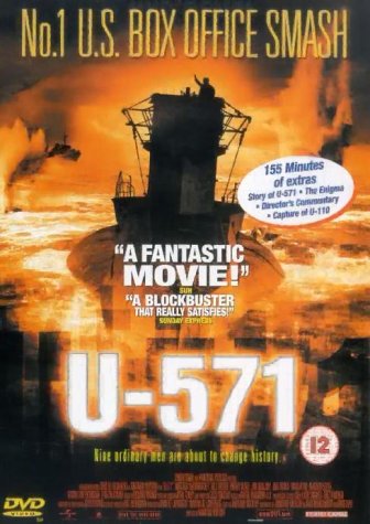 DVD cover for the World War II film *U-571*, showing a submarine.