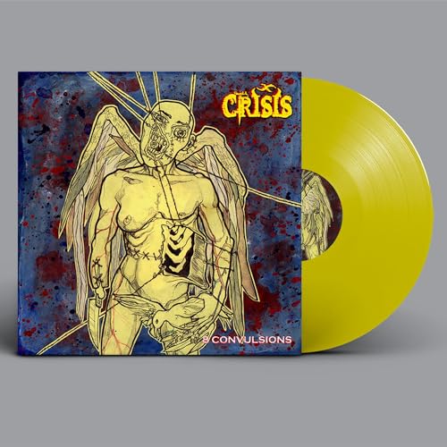 Crisis - 8 Convulsions" vinyl record with sketched, distressed cover art and yellow disc.