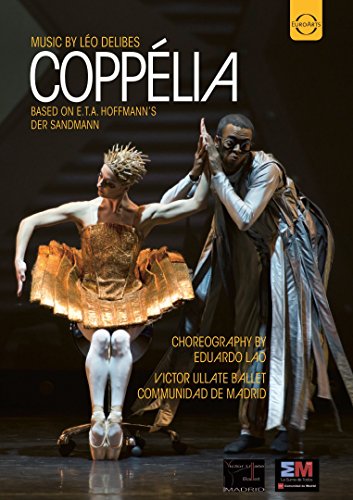 DVD cover for Coppélia ballet, featuring two dancers in costume.