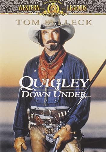 DVD cover for “Quigley Down Under” featuring Tom Selleck in western attire.
