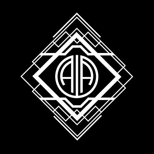 White geometric logo with intertwined "AP" initials on black background.