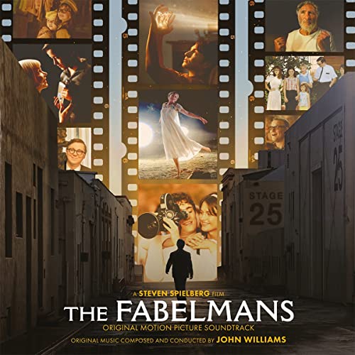 The Fabelmans" soundtrack album cover with film stills and John Williams’ name.