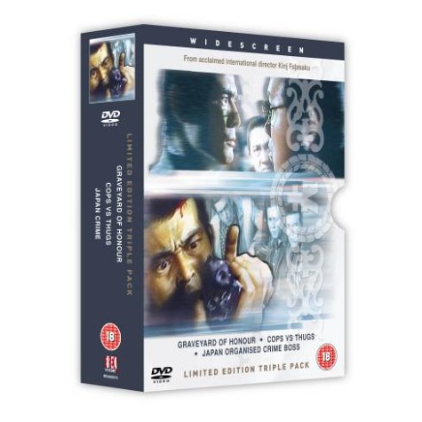 Yakuza" DVD box set featuring three film covers with men's faces.