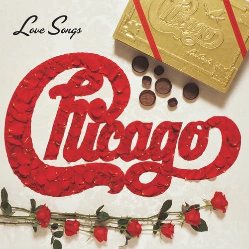 Chicago - Love Songs" CD cover with rose petals and roses.