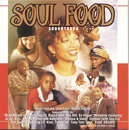 CD cover for "Soul Food" soundtrack featuring a group of people smiling.