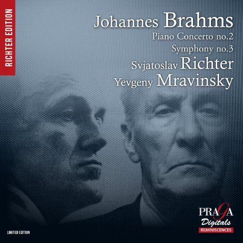 CD cover featuring portraits of Johannes Brahms, Sviatoslav Richter, and Yevgeny Mravinsky.