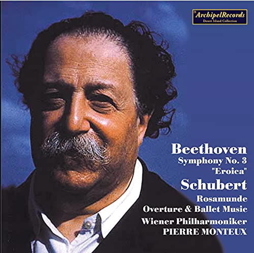 CD cover featuring portrait of Pierre Monteux, Beethoven and Schubert compositions.