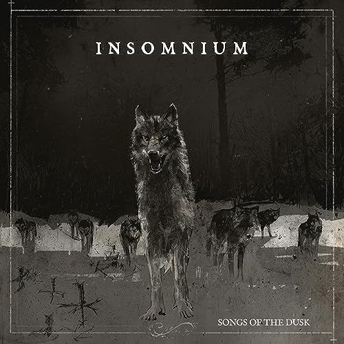 Insomnium album cover: a wolf surrounded by other wolves in a dark forest.
