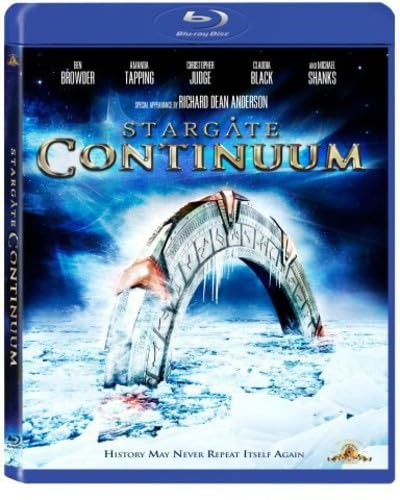 Stargate Continuum" Blu-ray cover featuring the Stargate and cast names.