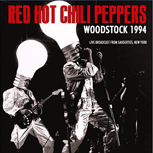 Red Hot Chili Peppers album cover, Woodstock 1994, with band in silver suits.
