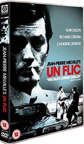 DVD cover for "Un Flic" featuring Alain Delon with a cigarette.
