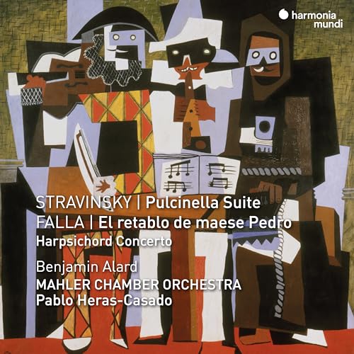 CD cover: Cubist figures with text “Stravinsky: Pulcinella Suite.”